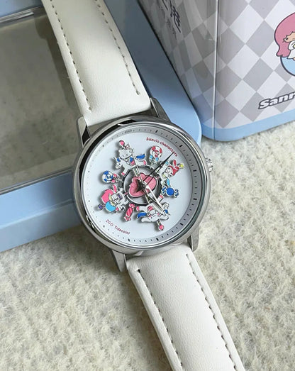 White Leather Tidecolour X Sanrio Waterproof Digital Watch