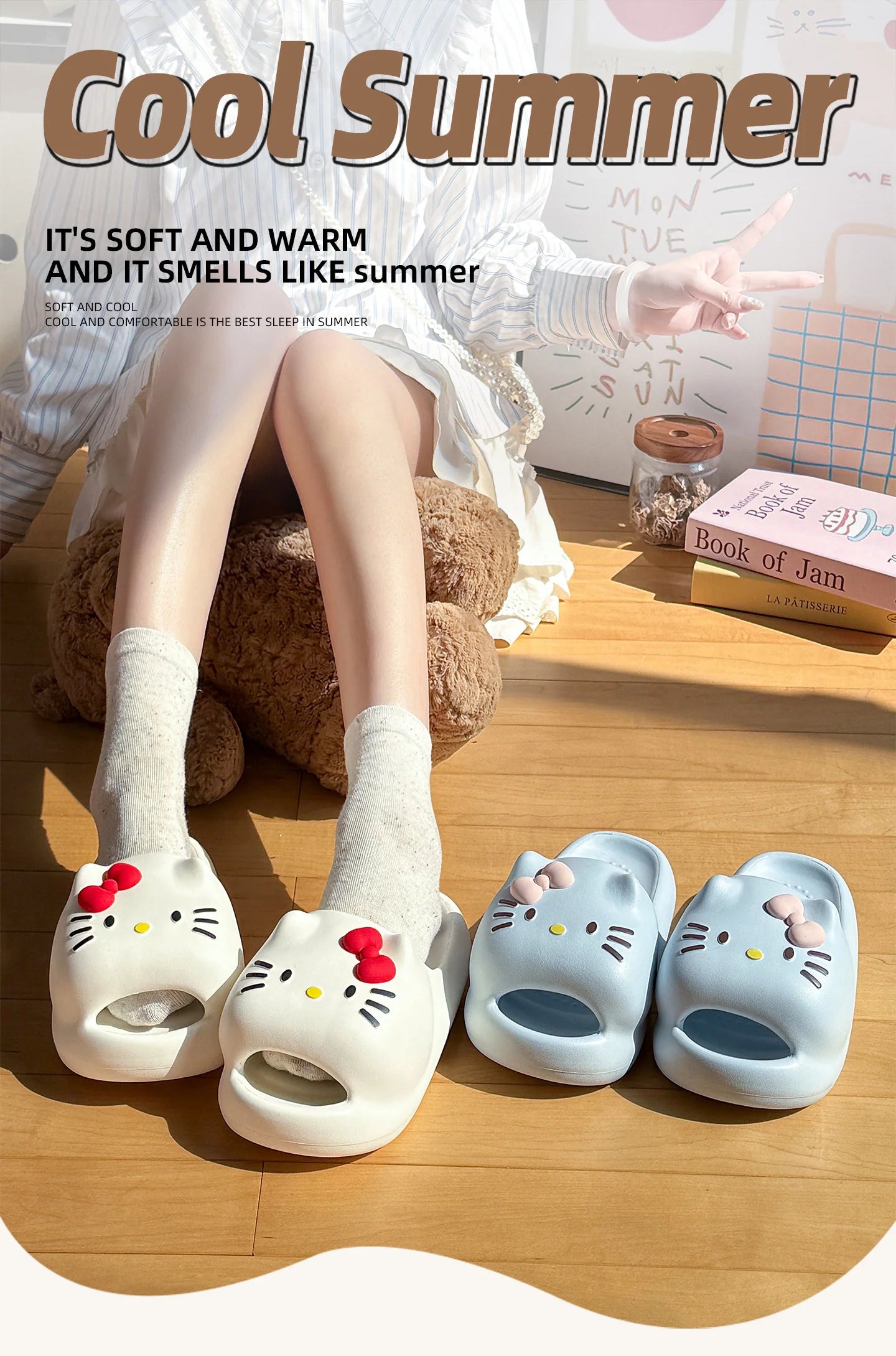 Hello Kitty 3D Bow Cloud Slippers