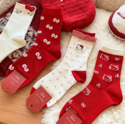 Hello Kitty Merry & Bright Socks 4 Pic Set
