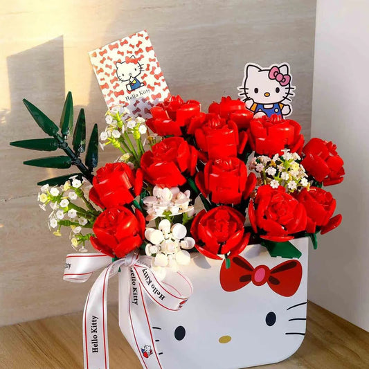 HelloKitty Flower Bouquet Building Blocks Set (20Pcs DIY Floral)
