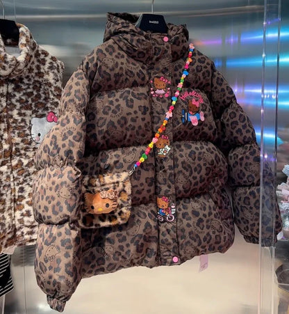 Hello Kitty Leopard Print Signature Plush Coat&Fluffy Bag