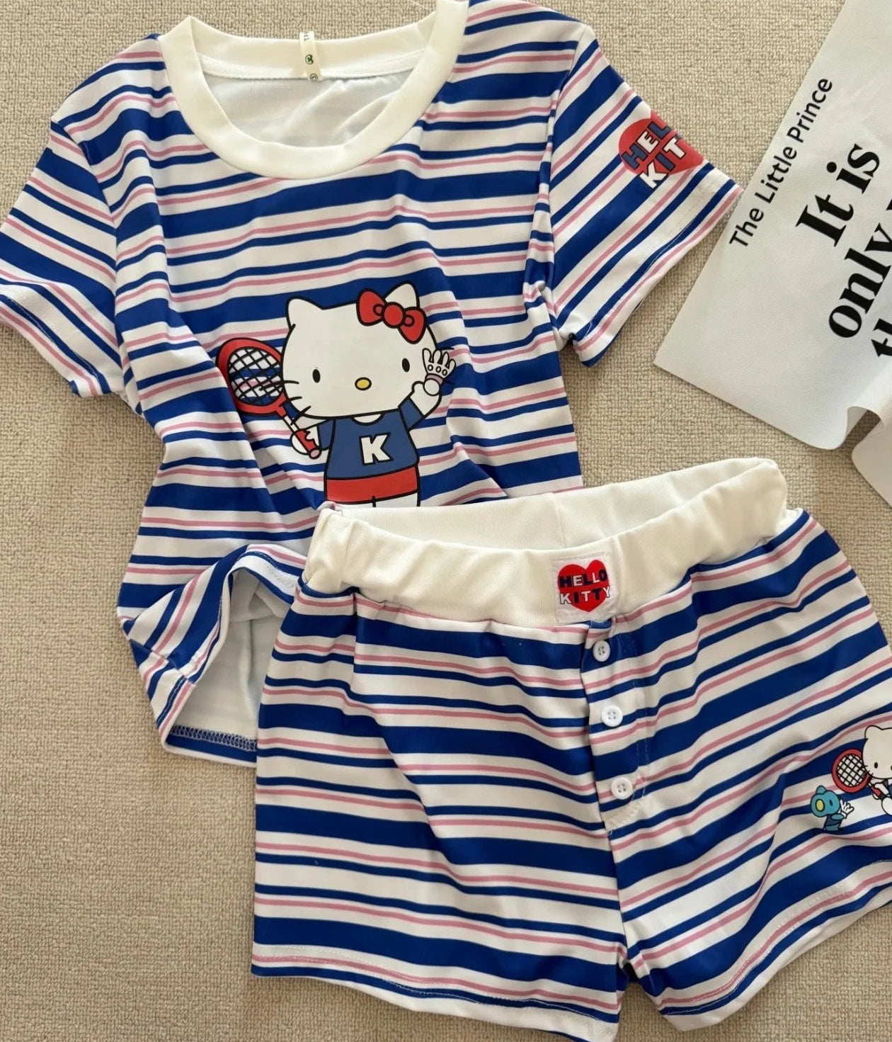 Hello Kitty Cute&Comfy Soft Girlie Striped Pajamas