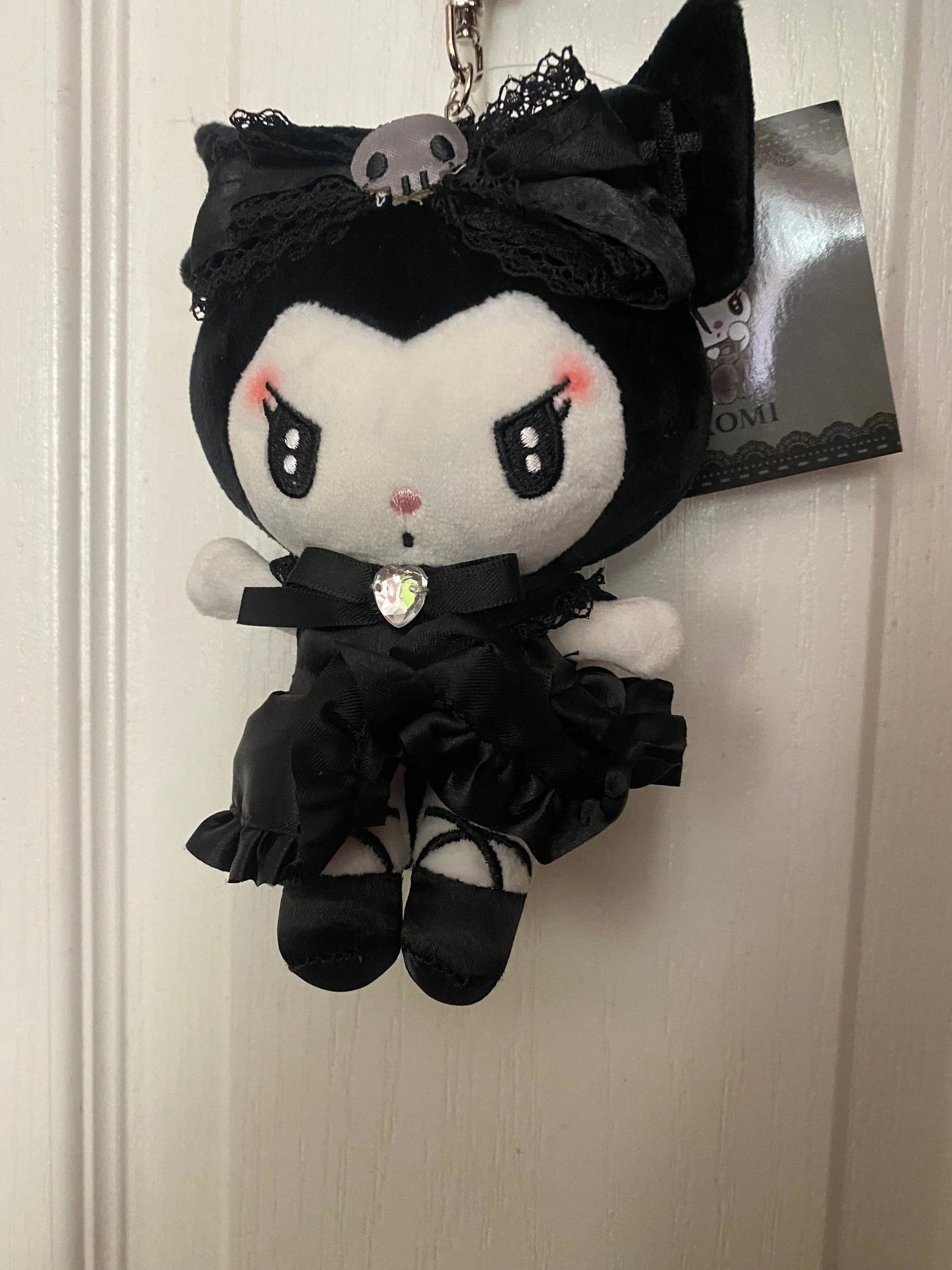 Kuromi/ My Melody Gothic Lace  Plush Keychain