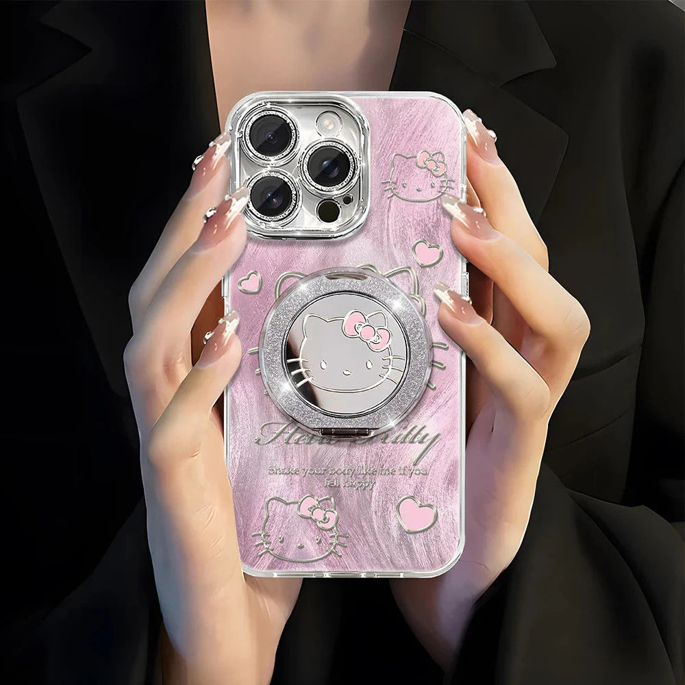 HelloKitty Blush Pink Swirl Phone Case With Phone Holder&Long&Short Rope