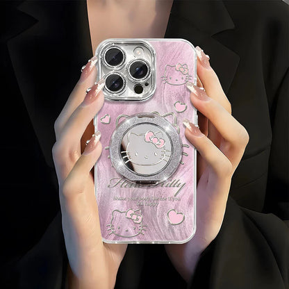 HelloKitty Blush Pink Swirl Phone Case With Phone Holder&Long&Short Rope