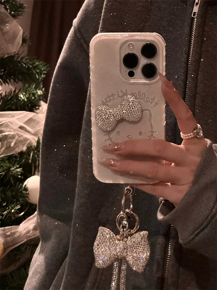 Hello Kitty Silver Rhinestone Bow Phone Case