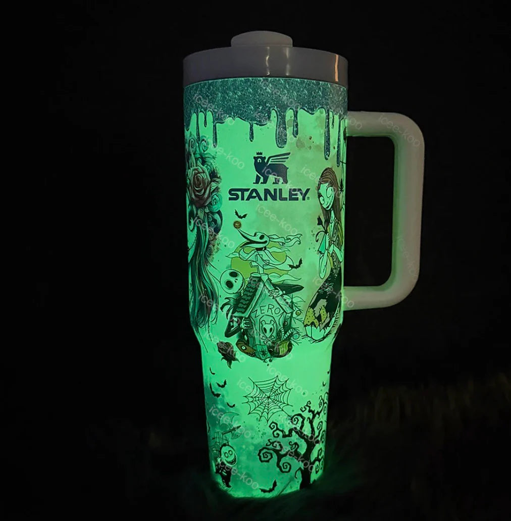 Sally & Jack Skellington Midnight Magic Glow-in-the-Dark 40 Oz Tumbler 🖤💀✨🎃 Limited Edition