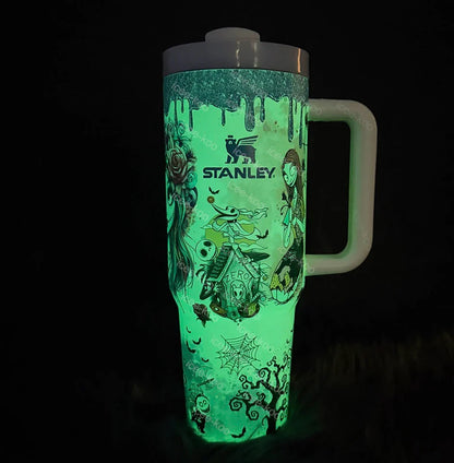 Sally & Jack Skellington Midnight Magic Glow-in-the-Dark 40 Oz Tumbler 🖤💀✨🎃 Limited Edition