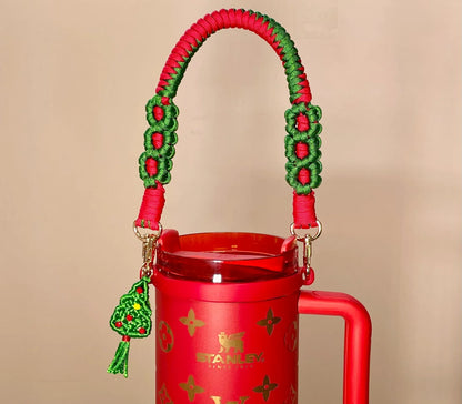 Christmas Braided Carry On Cup Strap