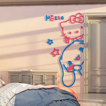 Cinnamoroll & Hello Kitty Wall 3D Acrylic Stickers