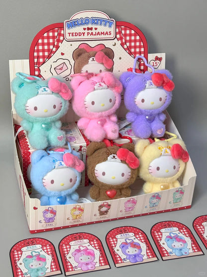 Hello Kitty Teddy Pajamas Plush Keychain