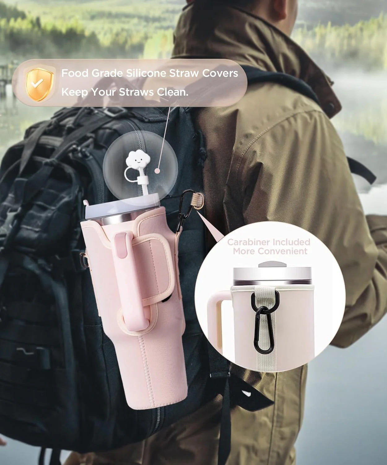 Matching Water Bottle Carrier Pouch with Phone Pocket & Adjustable Strap