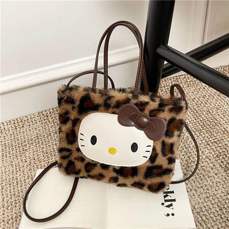 Hello Kitty 3-Way Leopard Print Plush Tote Bag