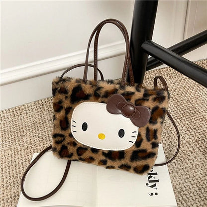 Hello Kitty 3-Way Leopard Print Plush Tote Bag