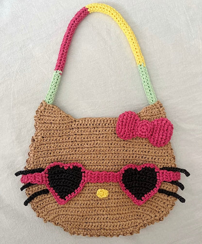 Hello Kitty Raffia Craft Tote Bag