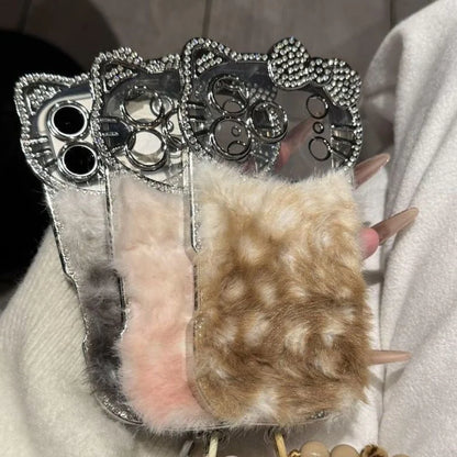 Hello Kitty Furry iPhone Case With Keychain with Charm