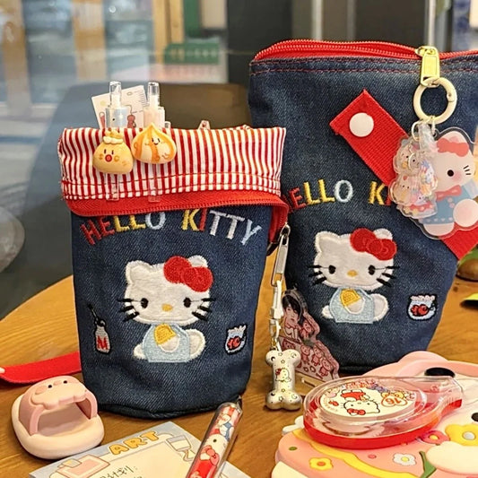 HelloKitty Denim Embroidery Storage Bag