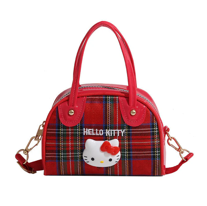 HelloKitty Classic Plaid Retro Shell Bag