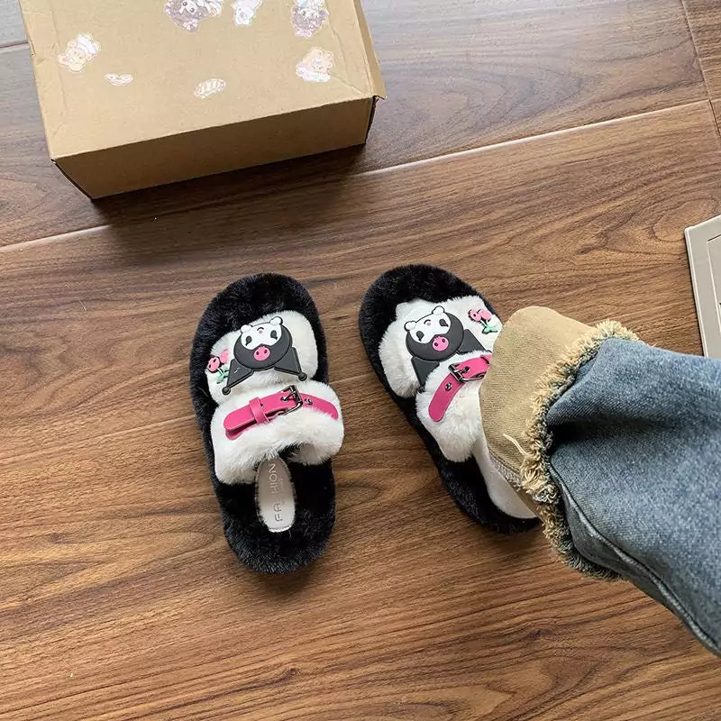 Kuromi Cozy Fuzzy Slip on Shoes