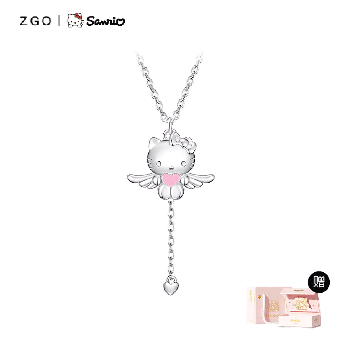 Angel  Hello Kitty and Devil Kuromi Heart Necklace