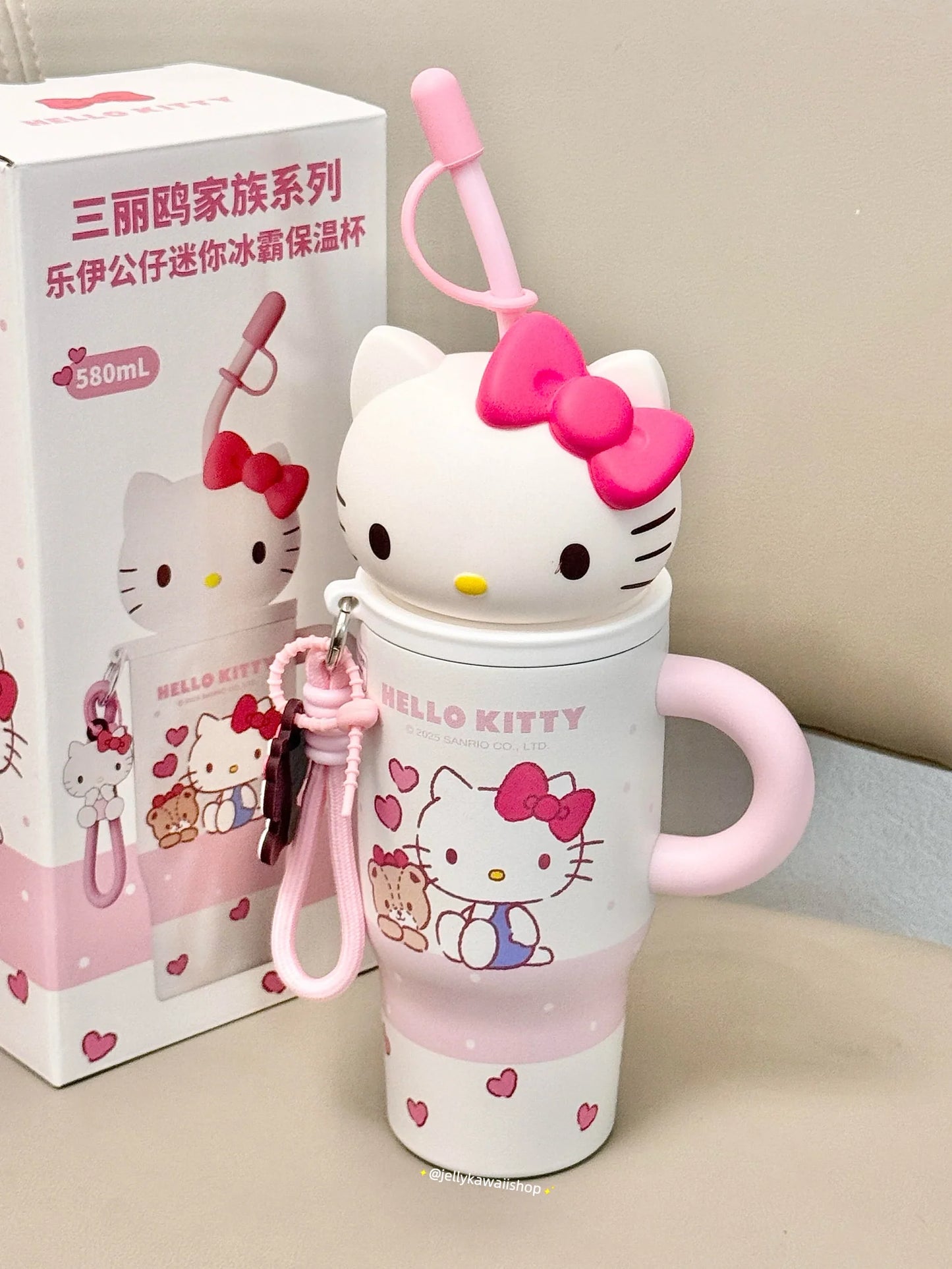 Hello Kitty 580ml Tumbler with Handle Stainless Steel Insulated Cup