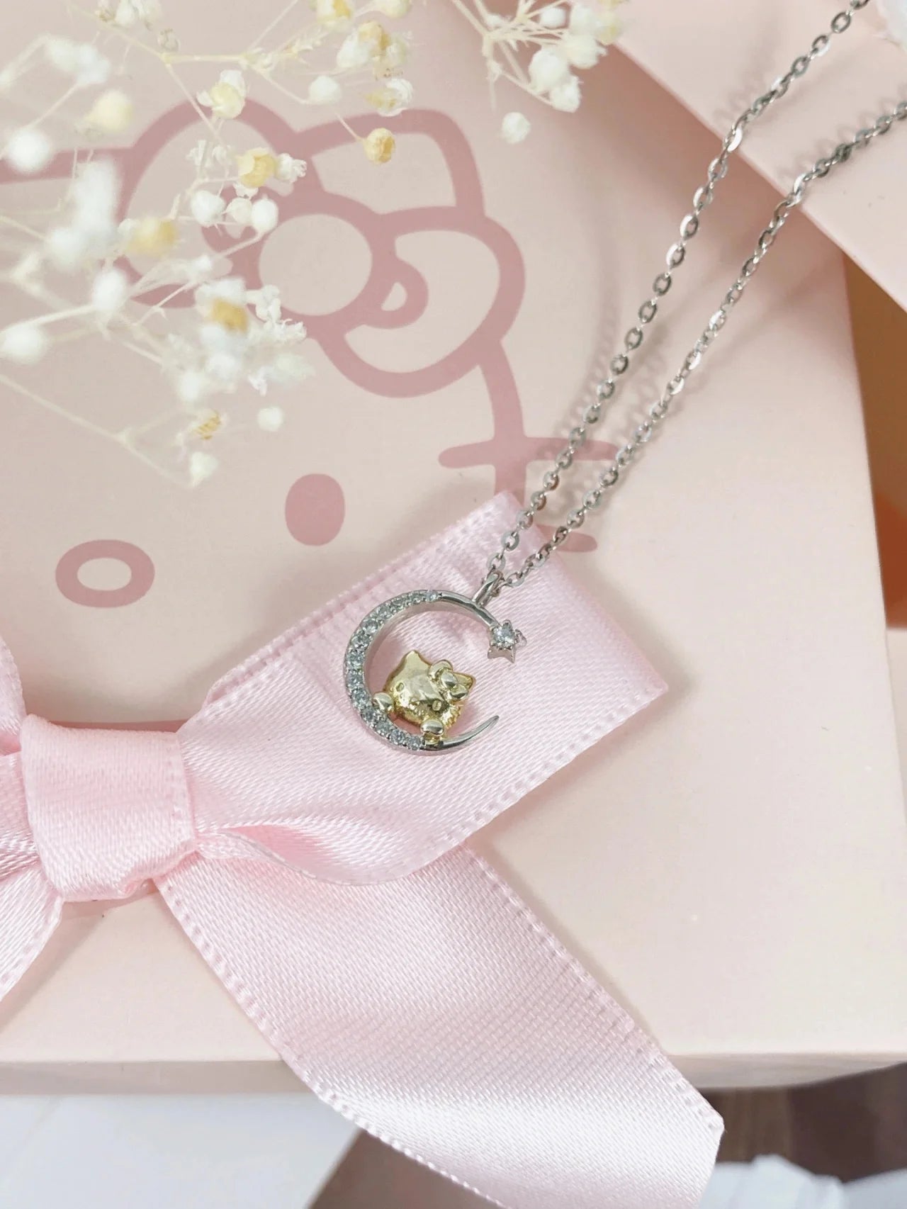 Cute Sanrio Cinnamoroll Girls Necklace Kawaii Women Ornaments Rhinestone  Pendant 925 Silver Jewelry Holiday Gifts for Friends 