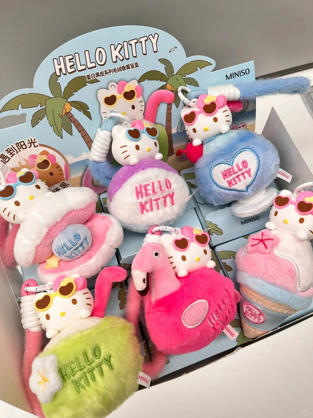 Hello Kitty Tropical Plush Keychain – Sun Activated Tanning Effect
