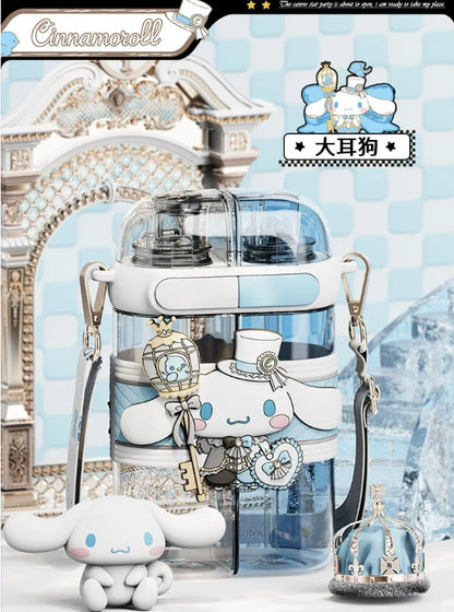 Sanrio Two-Tone Water Bottle with Dual Drinking Spouts – 640ml