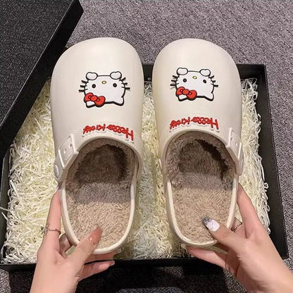 Hello Kitty Fuzzy Indoor Outdoor Slippers