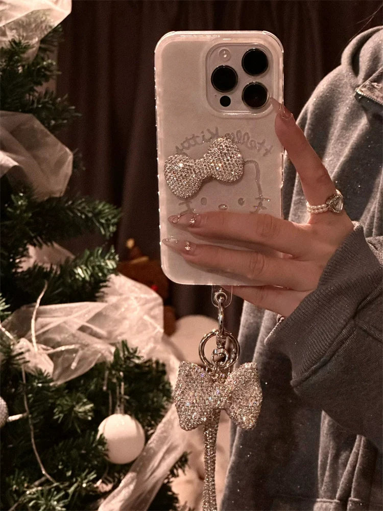 Hello Kitty Silver Rhinestone Bow Phone Case