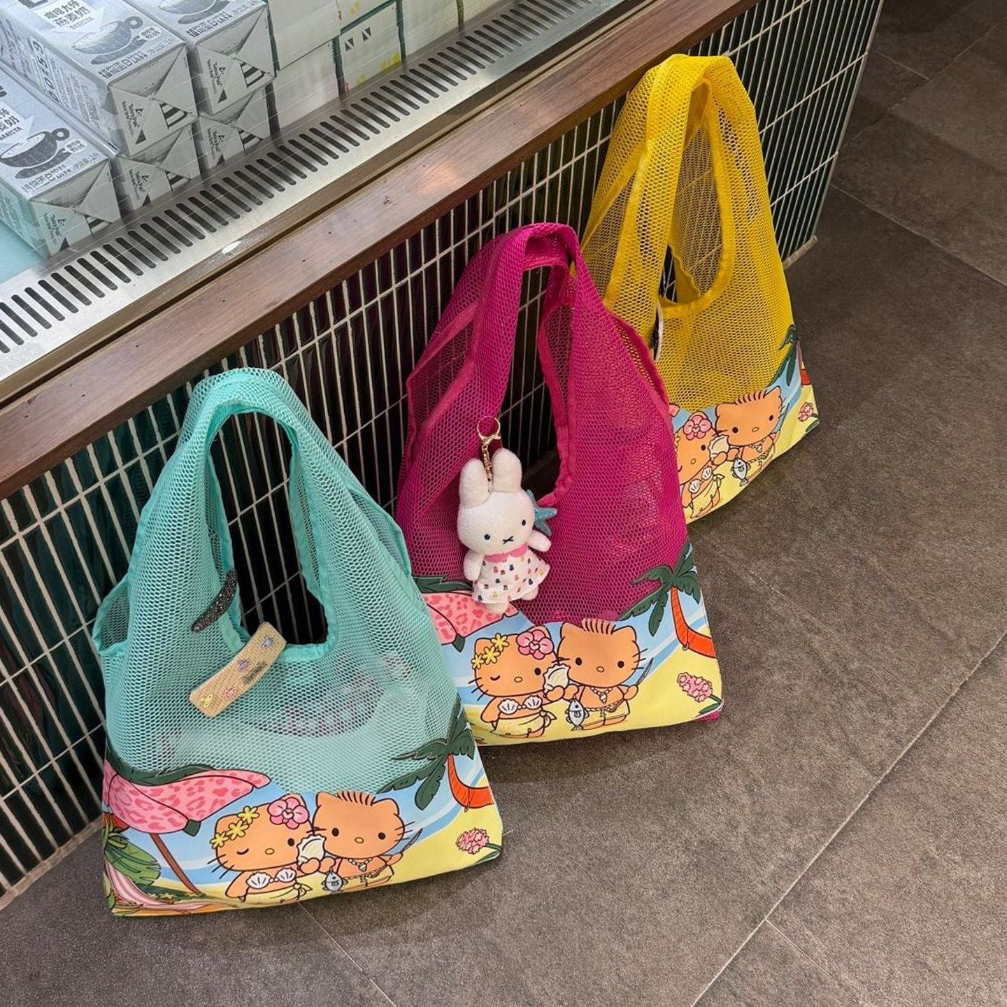HelloKitty Mesh Beach Bag Summer Tote Bag