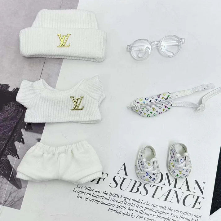Labubu Luxury Streetwear Outfit Set – White Monogram Style (Outfit Only)