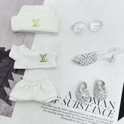 Labubu Luxury Streetwear Outfit Set – White Monogram Style (Outfit Only)