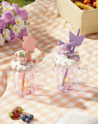 Kuromi/My Melody Glass Straw Cup