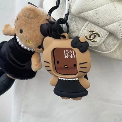 Tan Hello Kitty AirPods Case with Lanyard - Black Dress Edition