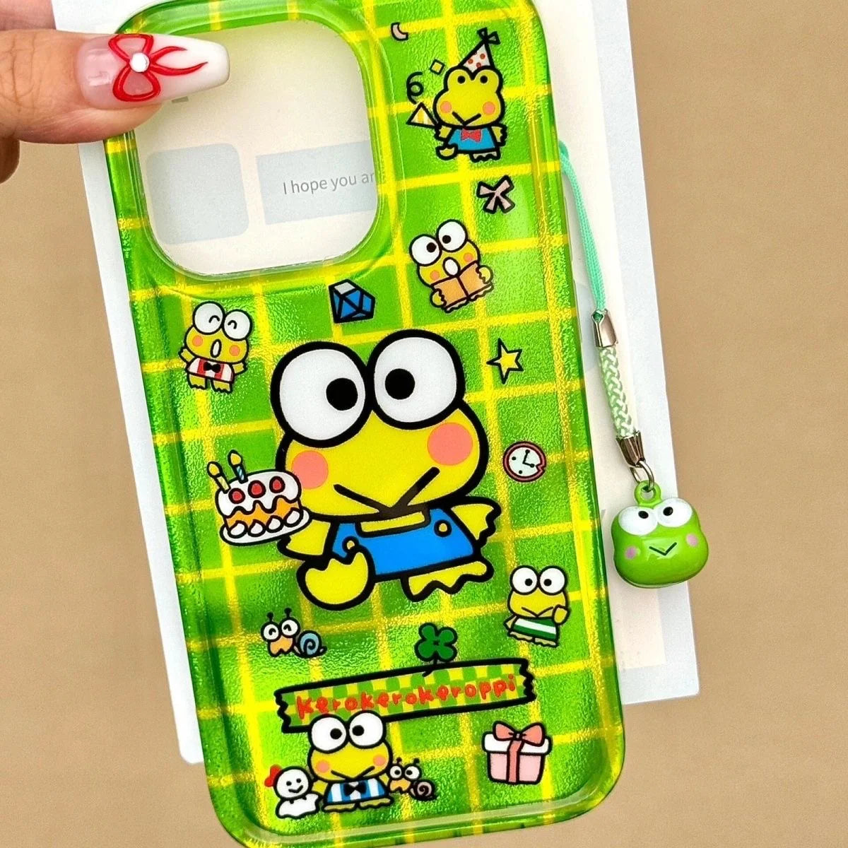 Keroppi Phone Case with Frog Bell Charm