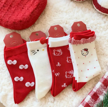 Hello Kitty Merry & Bright Socks 4 Pic Set