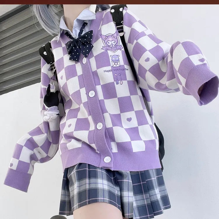 Sanrio Hello Kitty Checkered Cardigan newest size LG