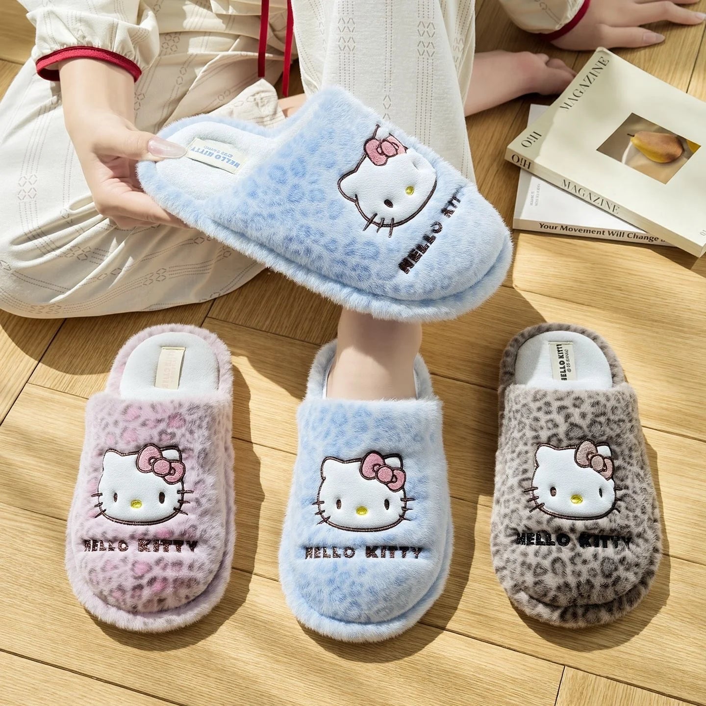 Hello Kitty Leopard Fluffy Slipper