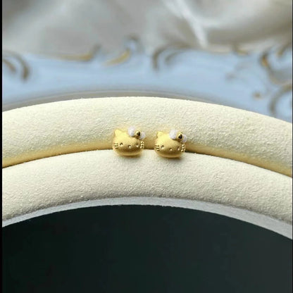 Cute Hello Kitty Stud Earrings Sweet Girl Minimalist Ear Jewelry