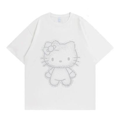 Sparkle Rhinestone Hello Kitty Oversized Cotton Tee