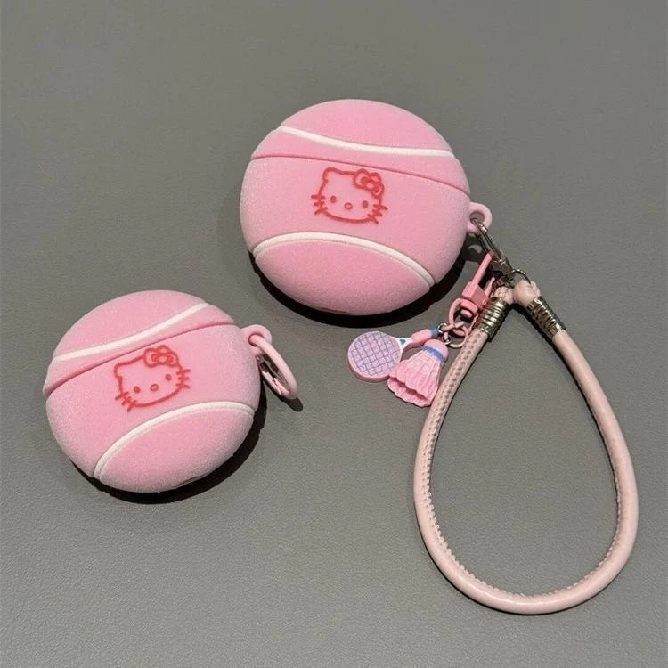 Hello Kitty Pink Tennis Ball AirPod Case with Bracelet Charm