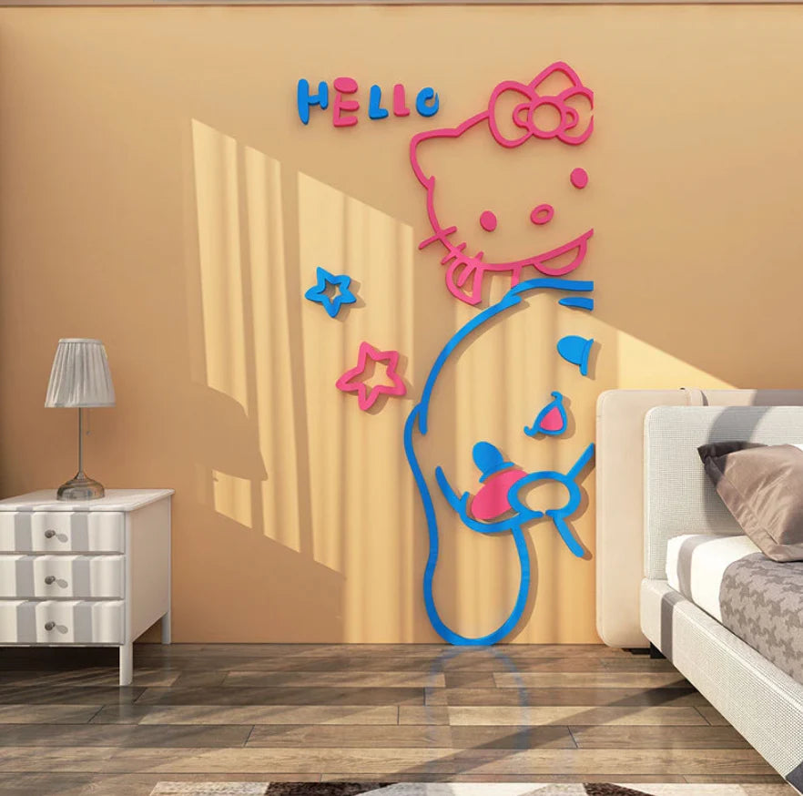 Cinnamoroll & Hello Kitty Wall 3D Acrylic Stickers