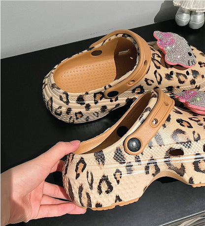 HelloKitty Sparkle Face Krush Leopard Clogs
