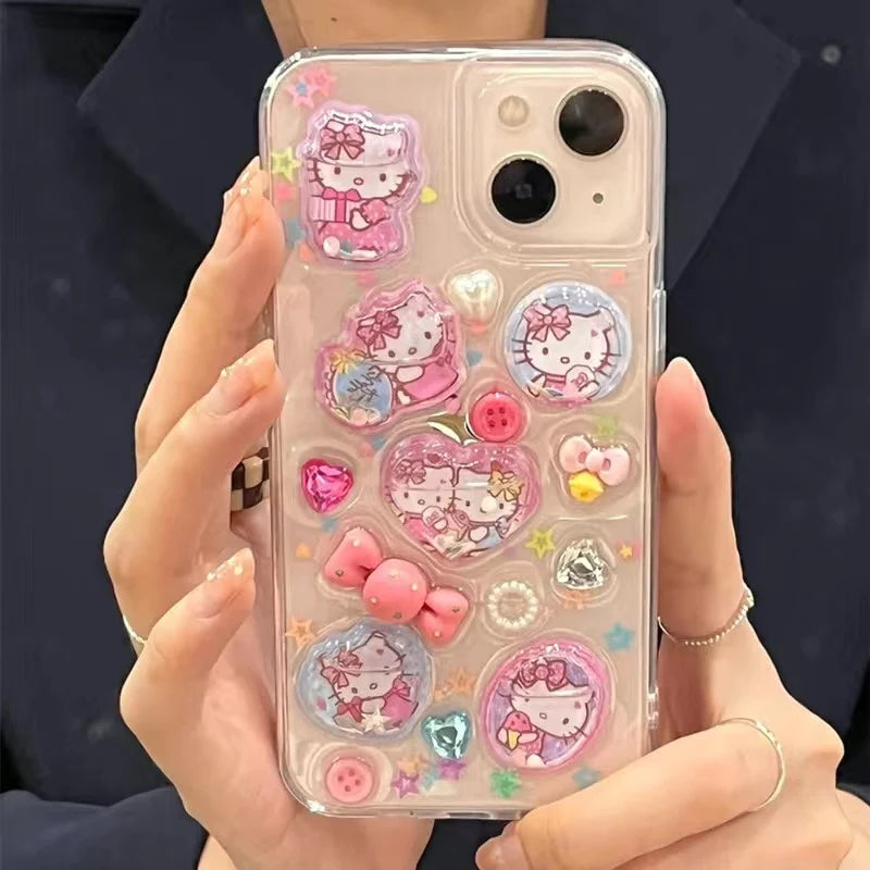 Hello Kitty Clear 3D Glitter Phone Case