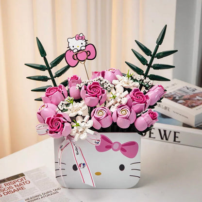 HelloKitty Flower Bouquet Building Blocks Set (20Pcs DIY Floral)