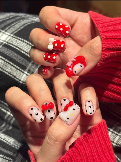 Hello Kitty & My Melody Polka Dream Glam Press-On Nails