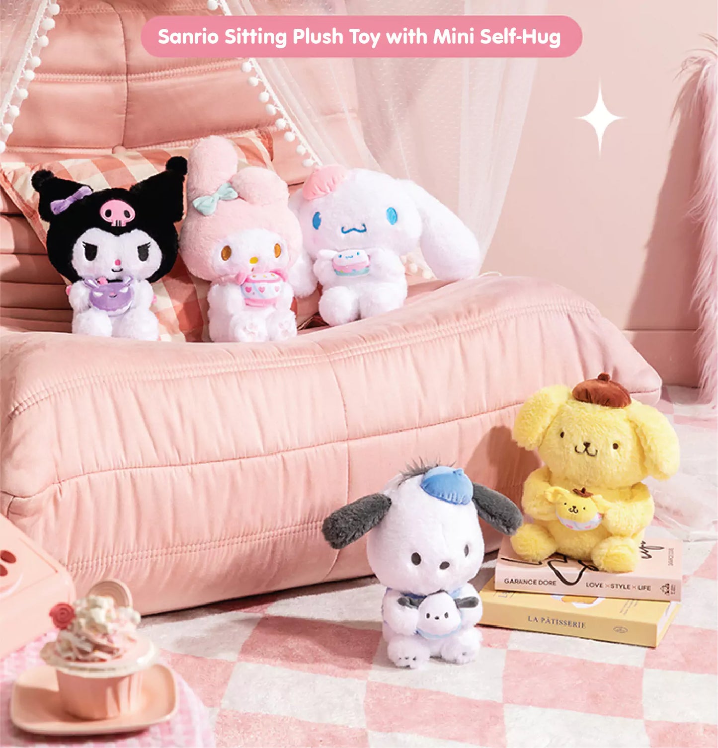 Sanrio Sitting Plush Toy with Mini Self-Hug