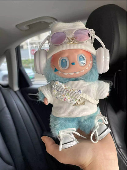 Labubu Luxury Streetwear Outfit Set – White Monogram Style (Outfit Only)