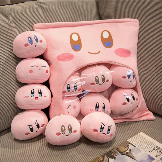 Kirby Plush Pillow with 6 Mini Plushies Set